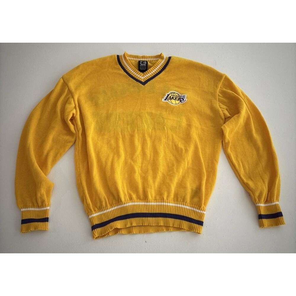 Los Angeles Lakers Sweater Men Small Yellow Purple Ultra Game NBA Basketball Y2K